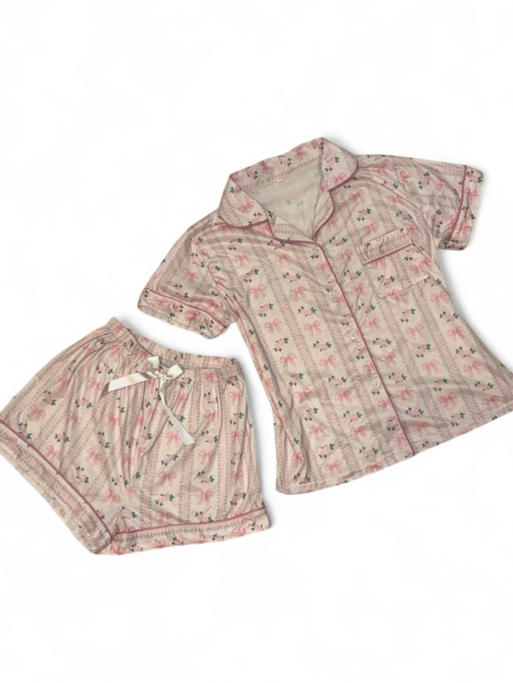 Coquette Pink Floral Short Pajama Set Size M